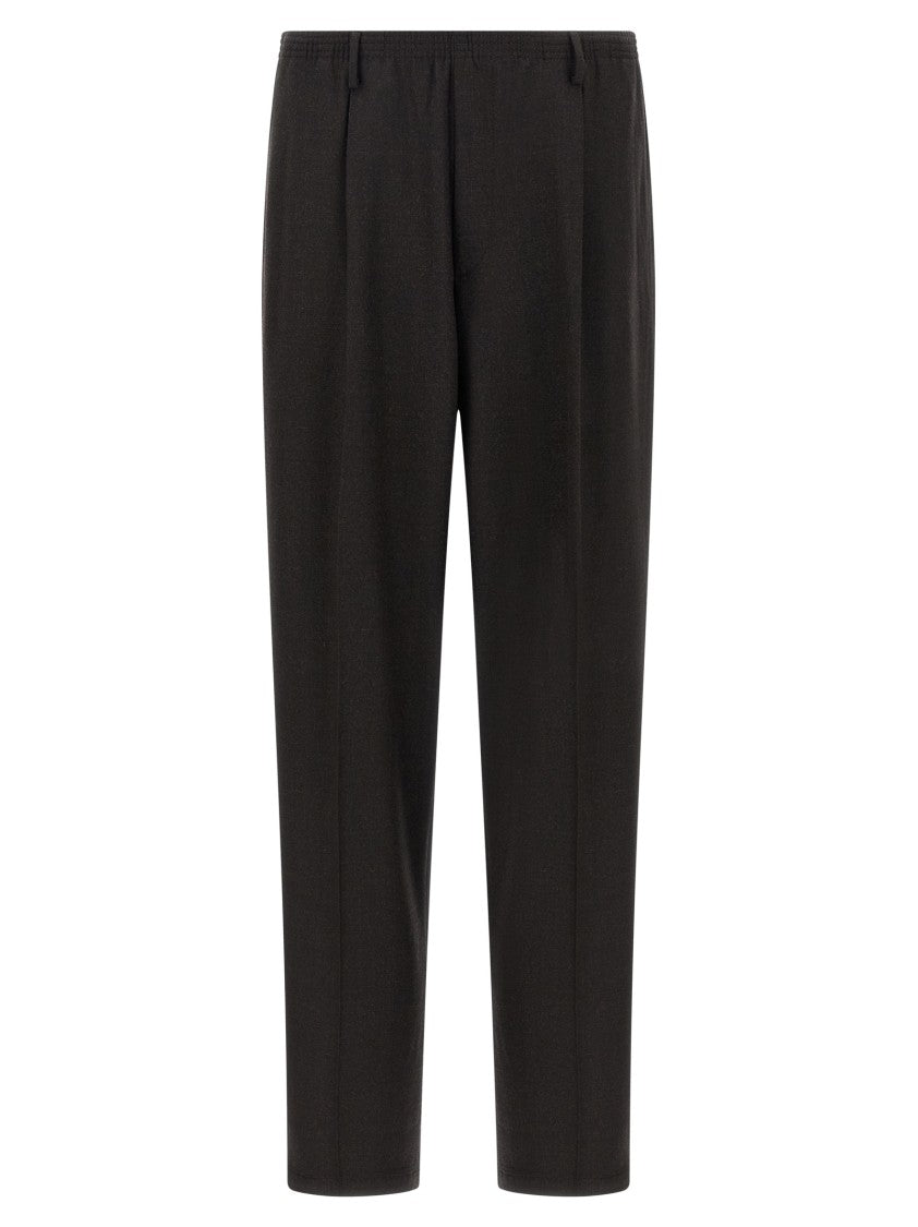 Cellar Door Mélange Wool Pants With Trompe L'oeil Flap