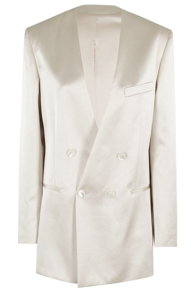 Philosophy Di Lorenzo Serafini Double-Breasted Ivory Duchess Blazer