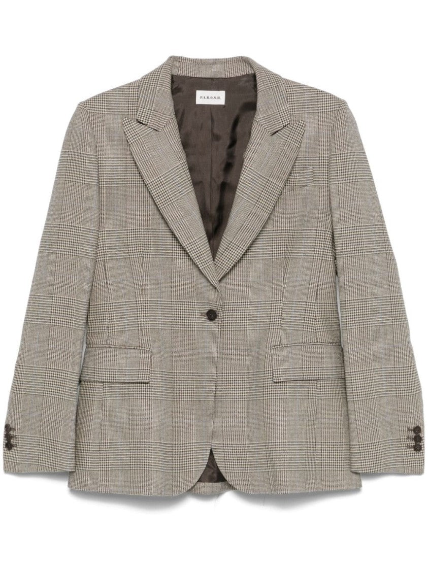 Parosh Fantasia Beige Prince Of Wales Check Blazer