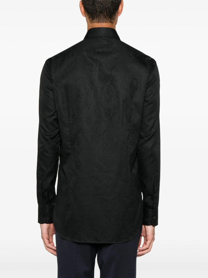 Etro Roma Long-Sleeve Black Paisley Jacquard Shirt