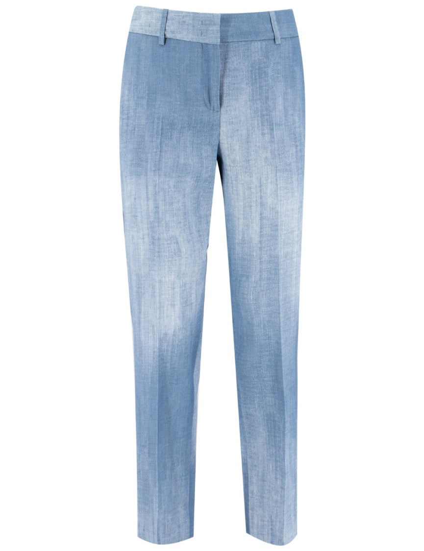 Ermanno Scervino Blue High-Waisted Pressed Crease Trousers