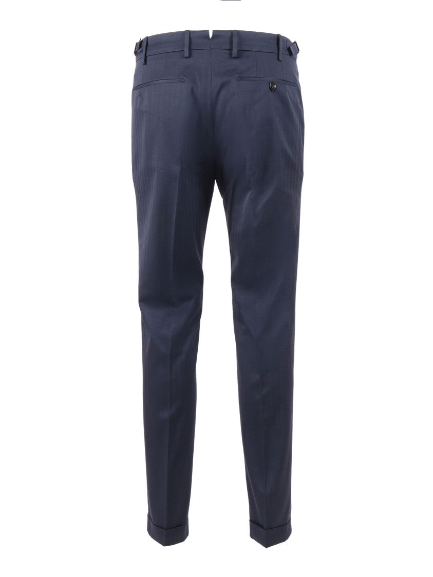Berwich Blue Tailored Side Adjuster Straight-Leg Pants