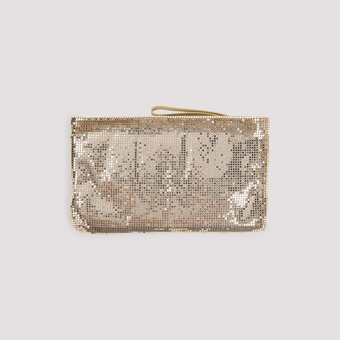 Rabanne Metallic Brass Handbag With Sequined Detailing