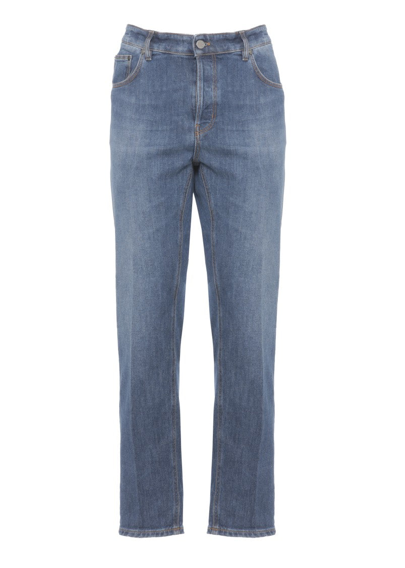 Pt Torino Blue Cotton Straight-Leg Jeans