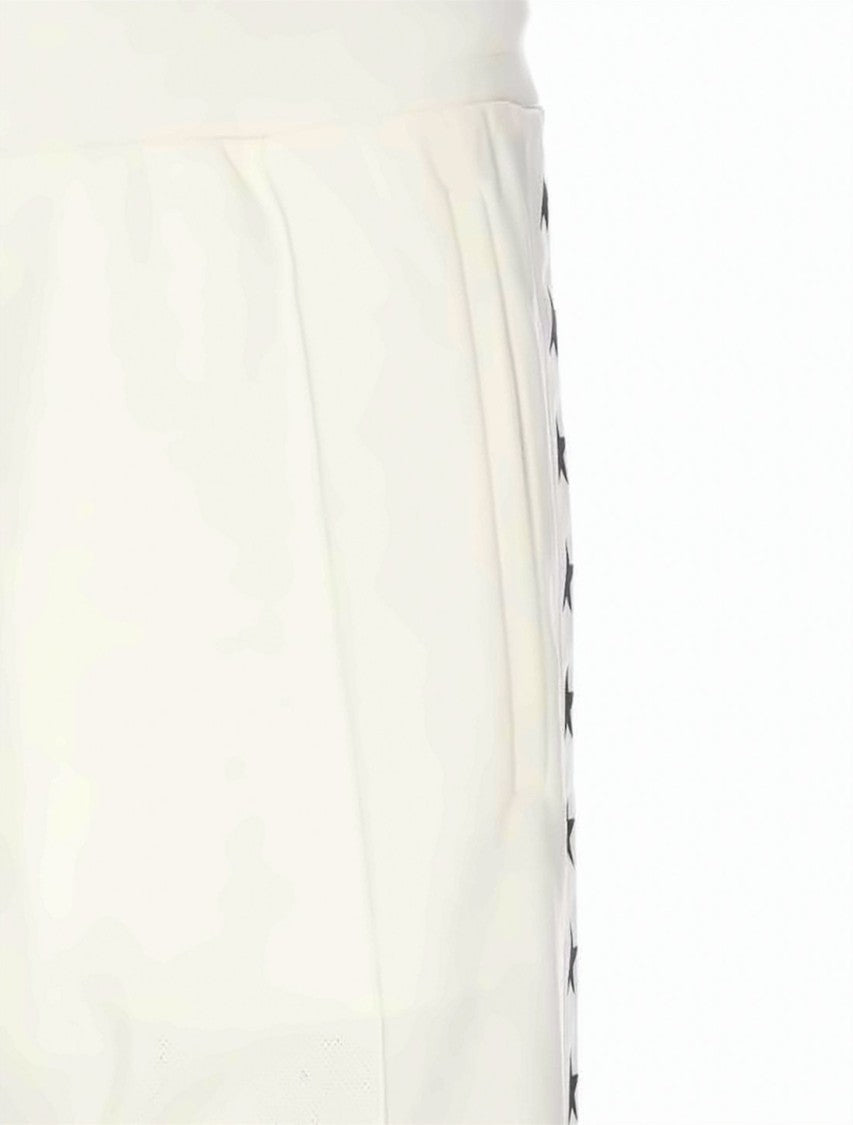 Golden Goose Off-White Jogging Pants With Star Motifs And Elastic Waistband