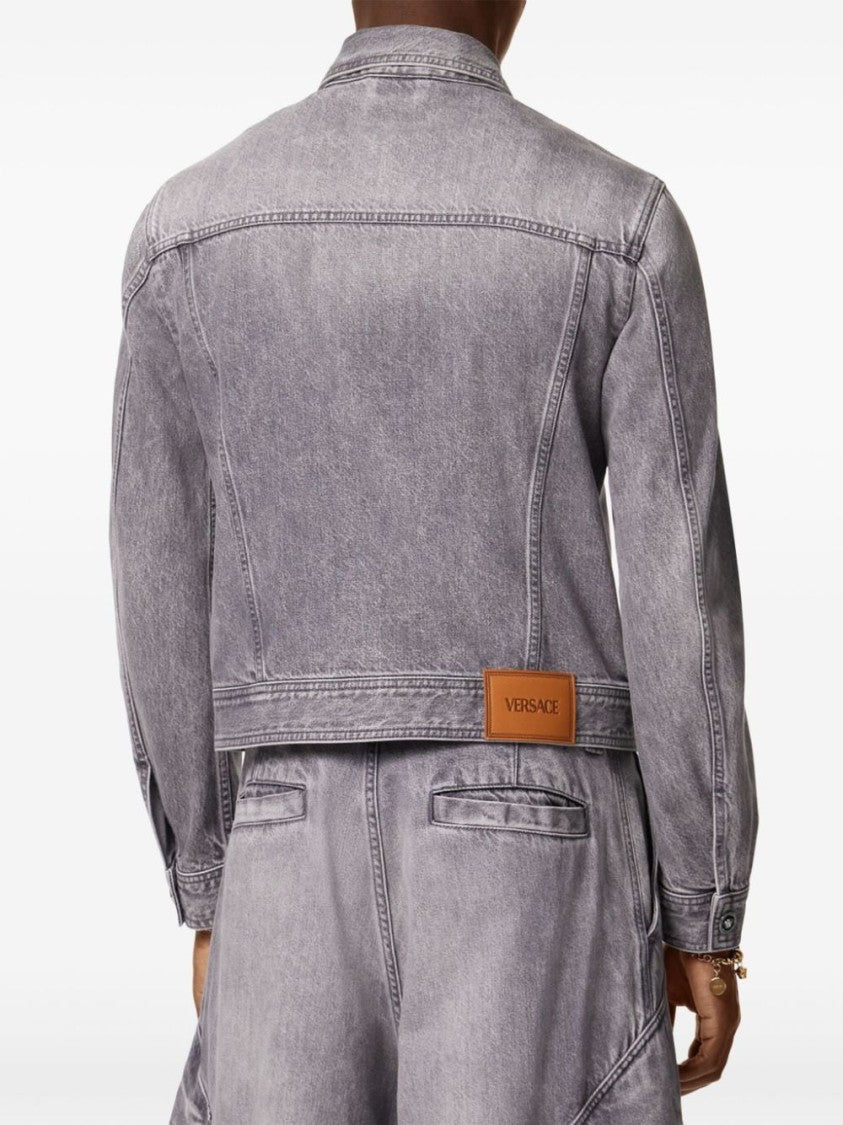 Versace Light Grey Cotton Denim Jacket