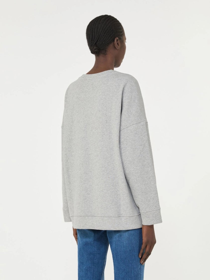 Max Mara Light Grey Relaxed-Fit Sweatshirt With Bold Logo Print