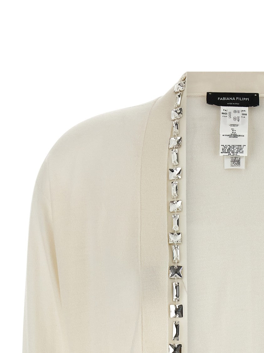 Fabiana Filippi Dressing Gown-Style Cashmere And Silk Blend Cardigan With Crystal Appliqué