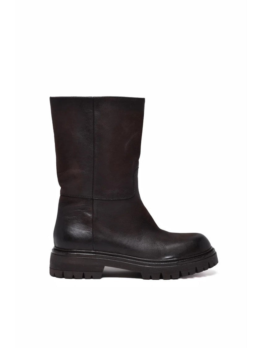Elena Iachi Brown Suede Block-Heel Ankle Boots