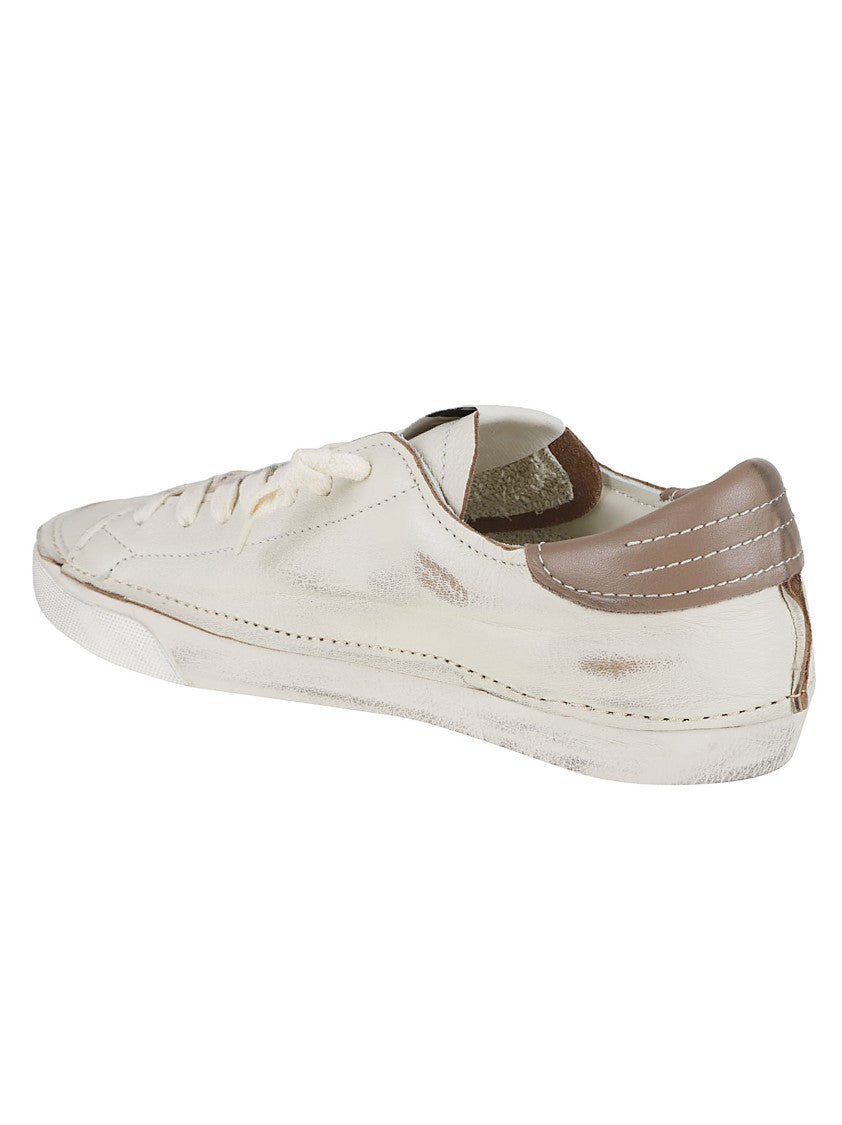 Philippe Model Distressed White Goat Leather Sneakers