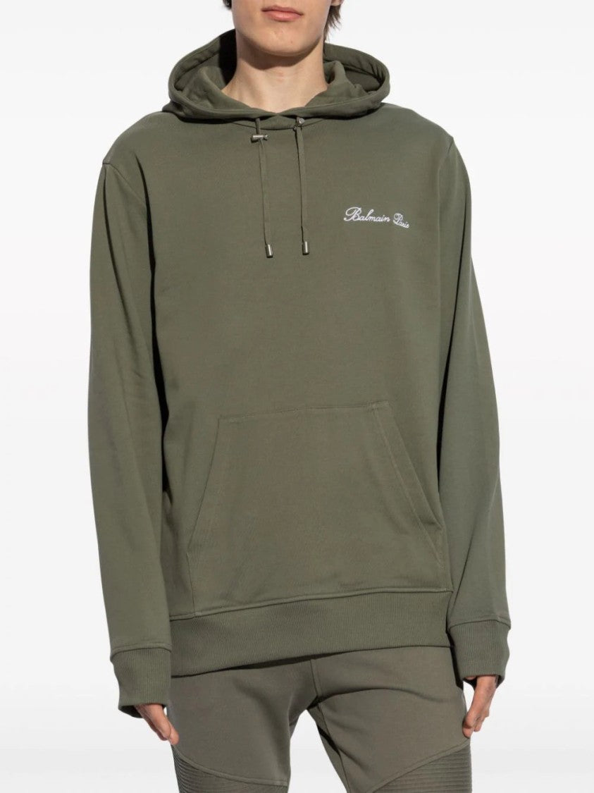 Balmain Logo-Embroidered Drawstring Hoodie