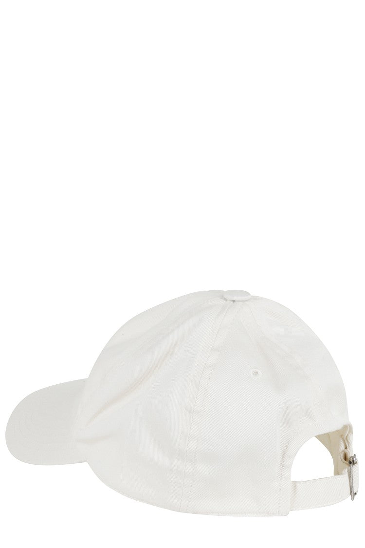 Isabel Marant Ecru Tomas Gz Curved Visor Logo Cotton Hat