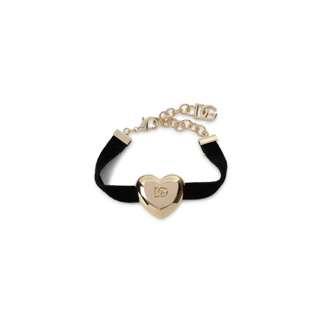Dolce & Gabbana Heart-Shaped Bracelet With Velvet Strap And Gold Accent
