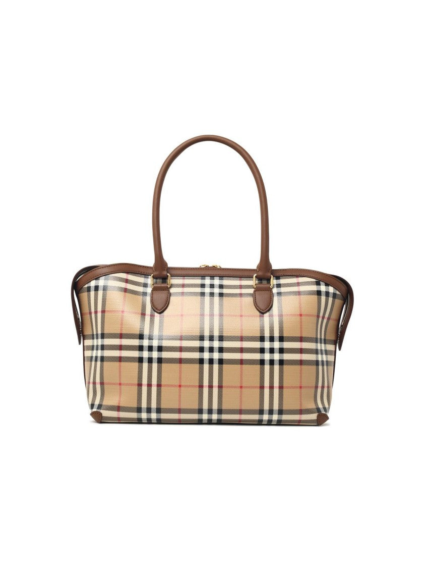 Burberry Small 'Tote Vintage' Beige Cotton Zippered Bag