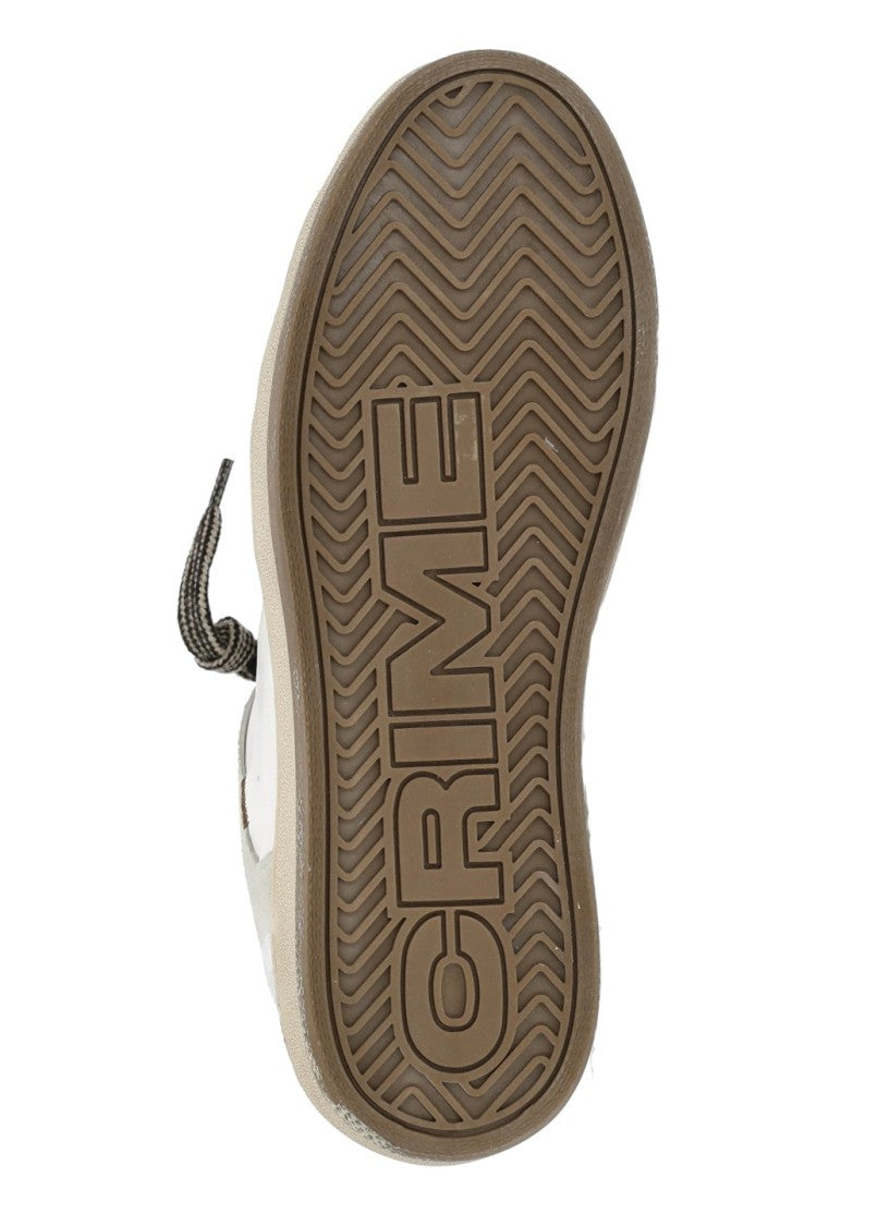 Crime London White Suede Inserts Leather Sneakers