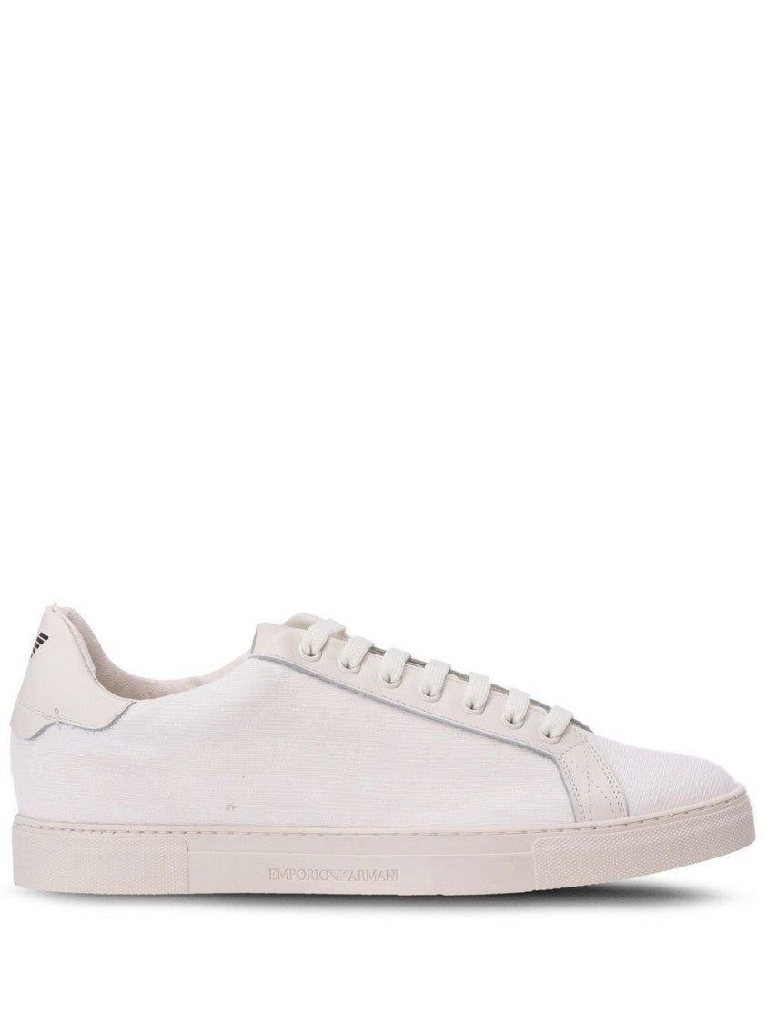 Emporio Armani White Trainers With Textured Upper And Rubber Sole