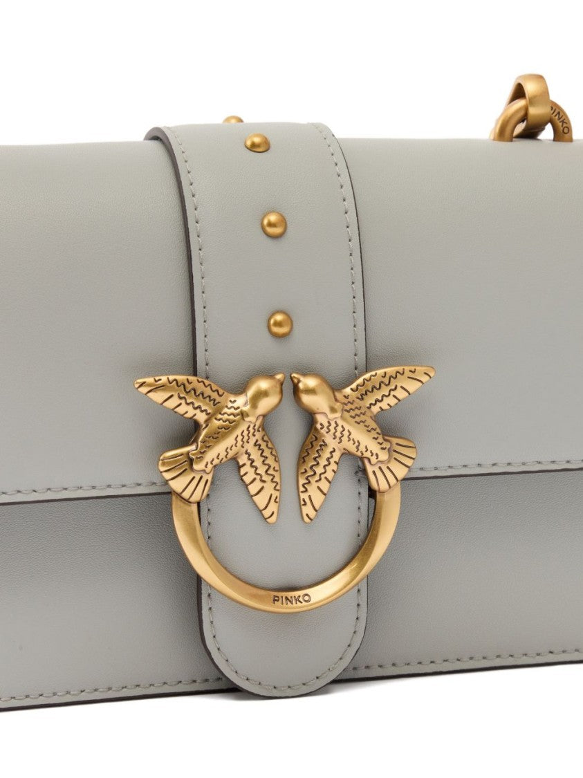 Pinko Rectangular Grey Handbag With Bird Clasp