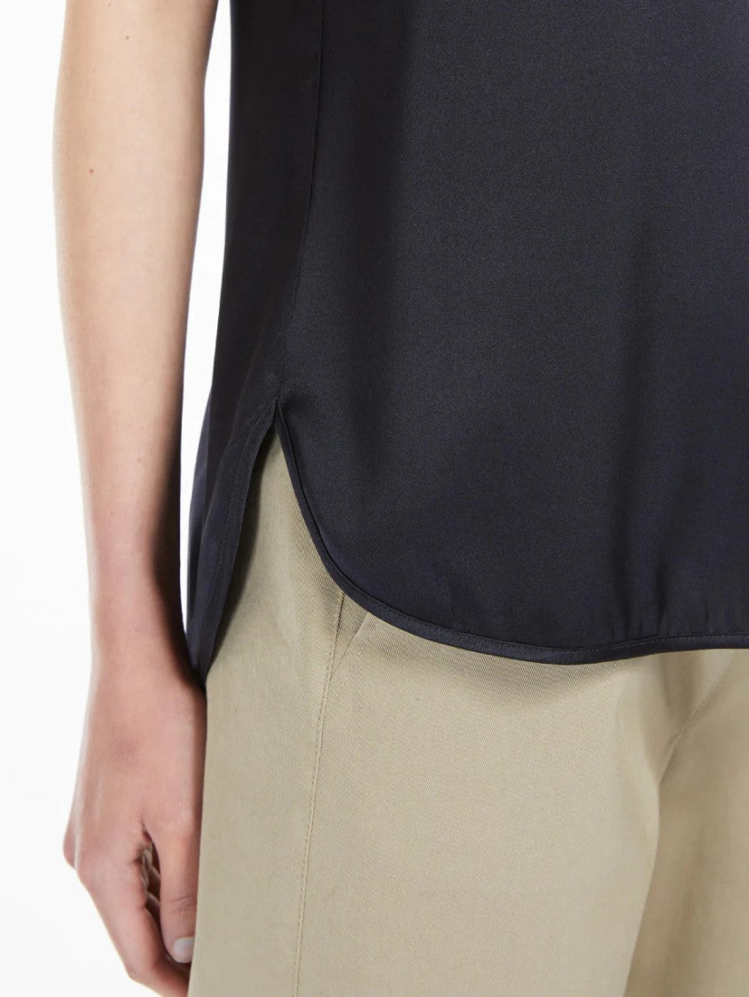 Max Mara Satin-Finish Sleeveless Top With Side Slits