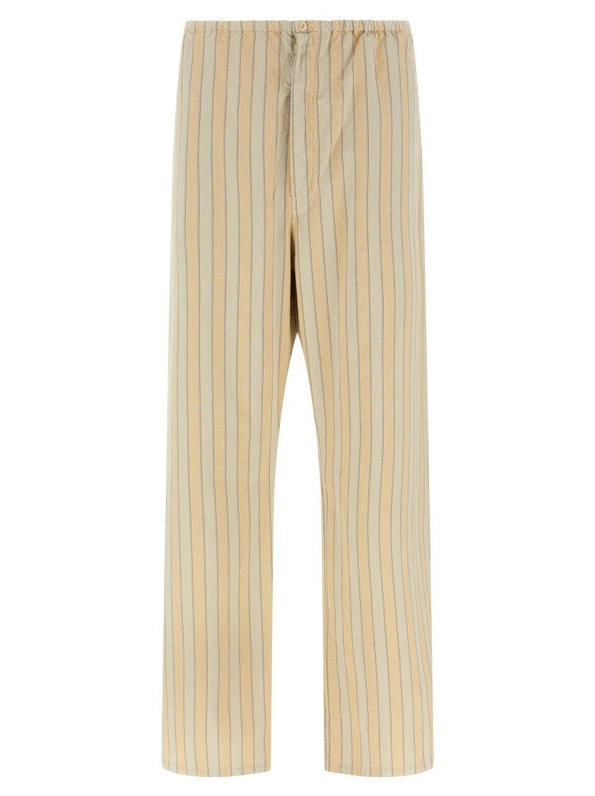 Maison Margiela Vertical Striped Cotton Pajama Pants With Relaxed Fit And Button Flap