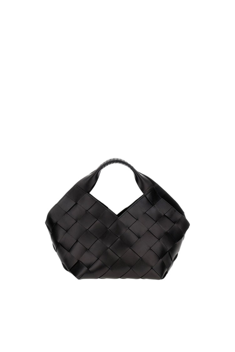 Dragon Diffusion Hand-Woven Black Leather Shoulder Bag With Removable Pouch