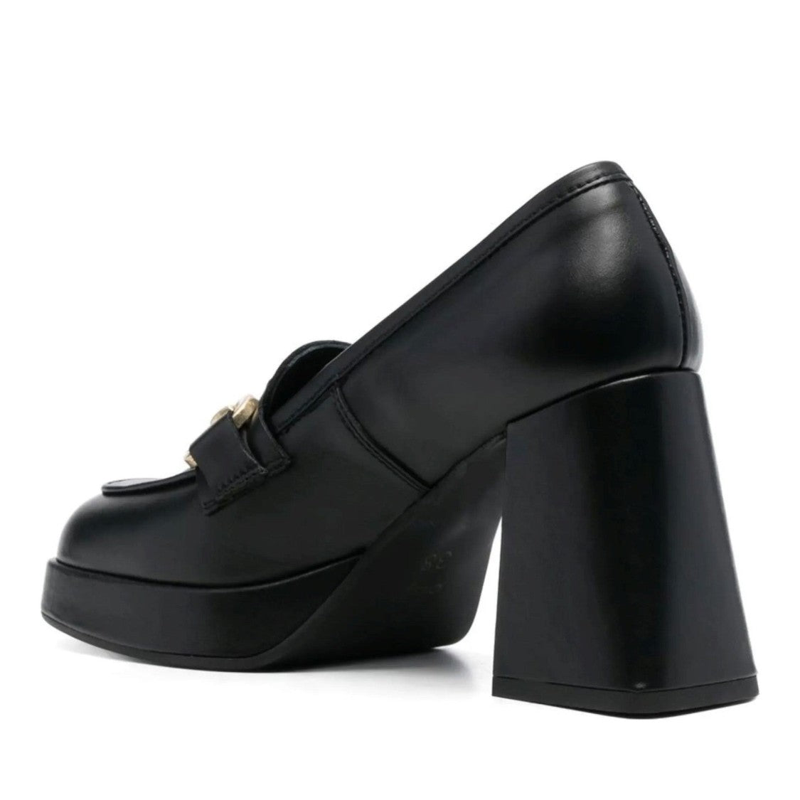 Vamsko Black Edith Leather High-Block Heel Flats
