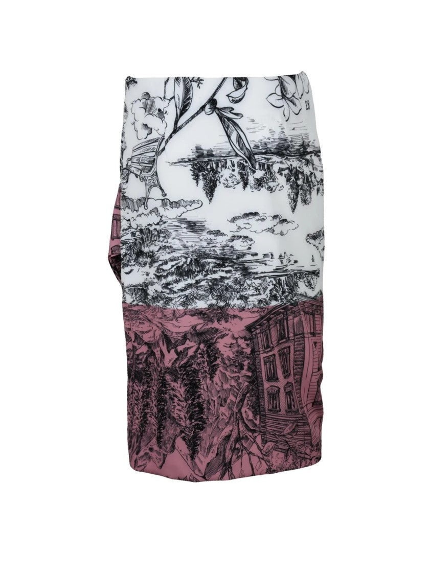 Mo5ch1no Jeans White Black Two-Tone Asymmetrical Midi Skirt