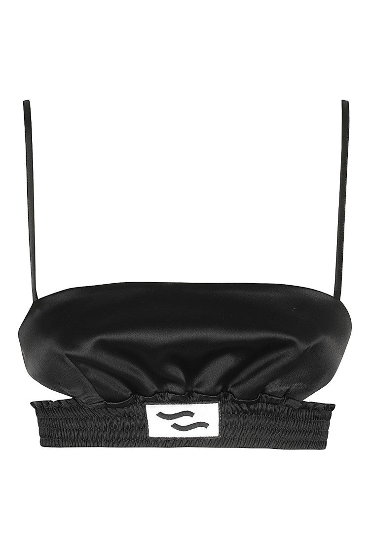 Ssheena Black Satin Sheena Top With Elastic Straps