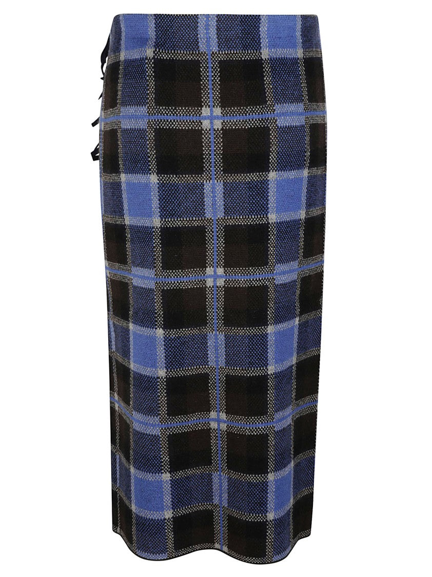 Guest In Residence Tartan Fringed Wool-Cashmere Wrap Midi Skirt