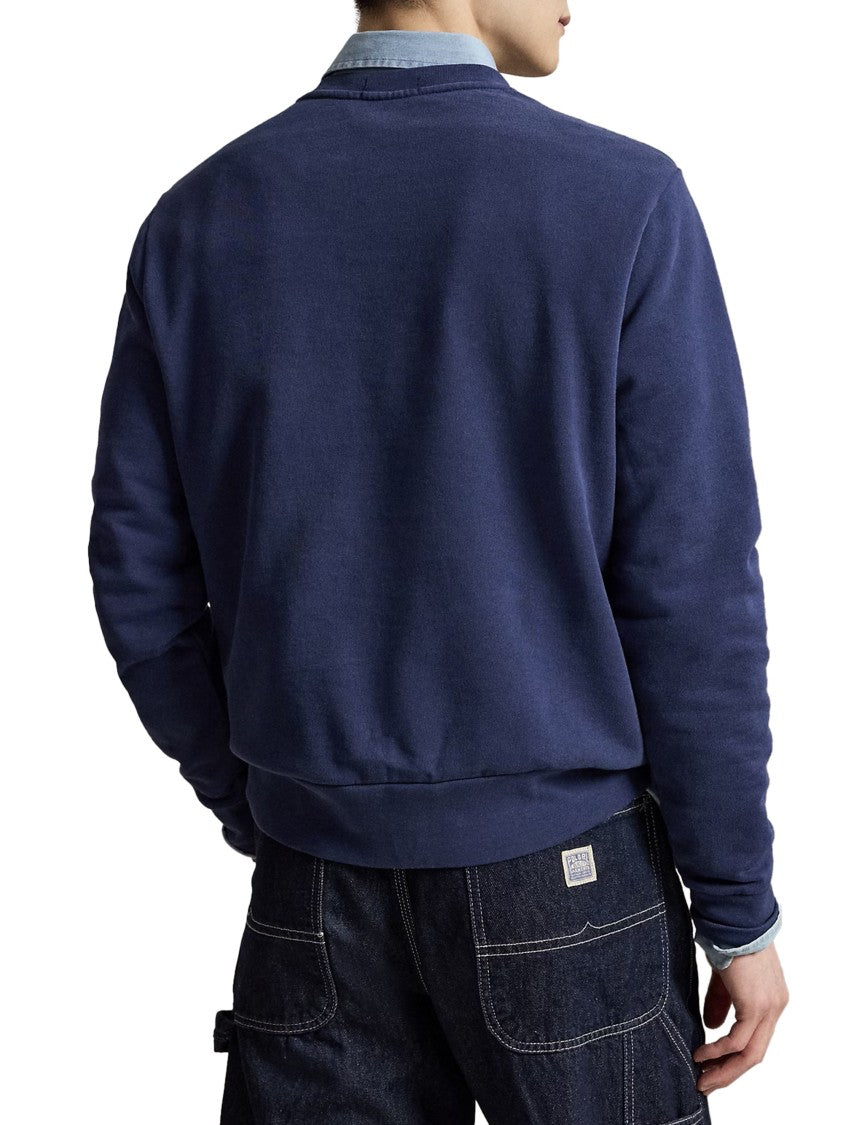 Polo Ralph Lauren Long Sleeve Navy Blue Sweatshirt With Ribbed Detailing