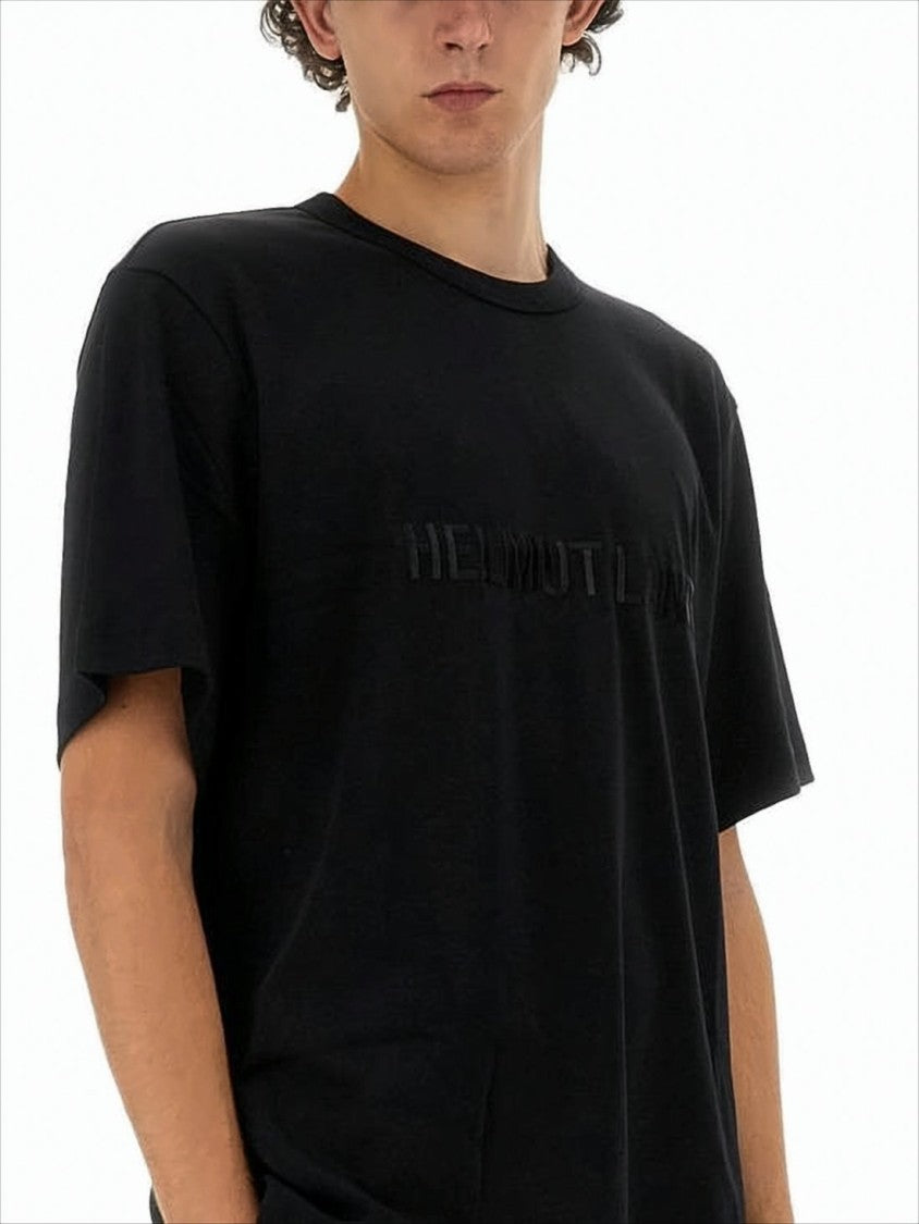 Helmut Lang Short-Sleeve Black T-Shirt With Embossed Logo
