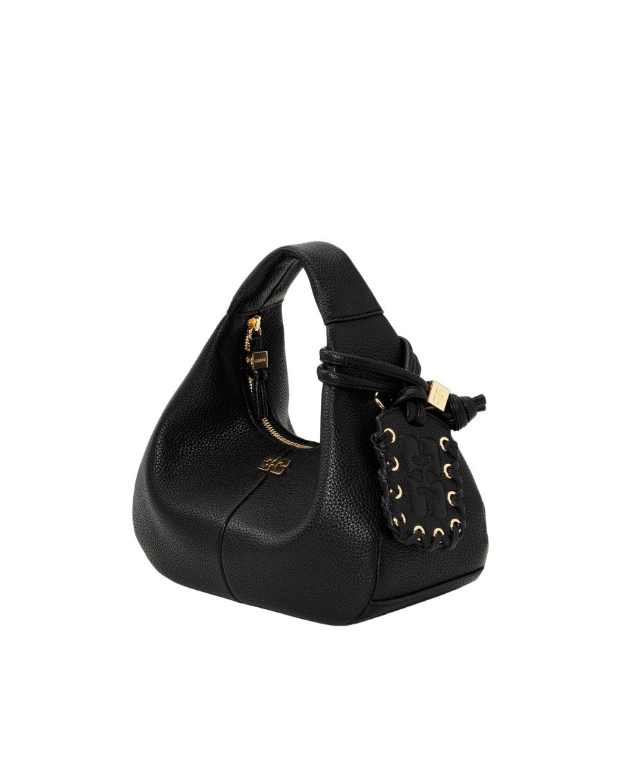 Ganni Mini Hobo Bag With Adjustable Strap And Decorative Mirror Tag