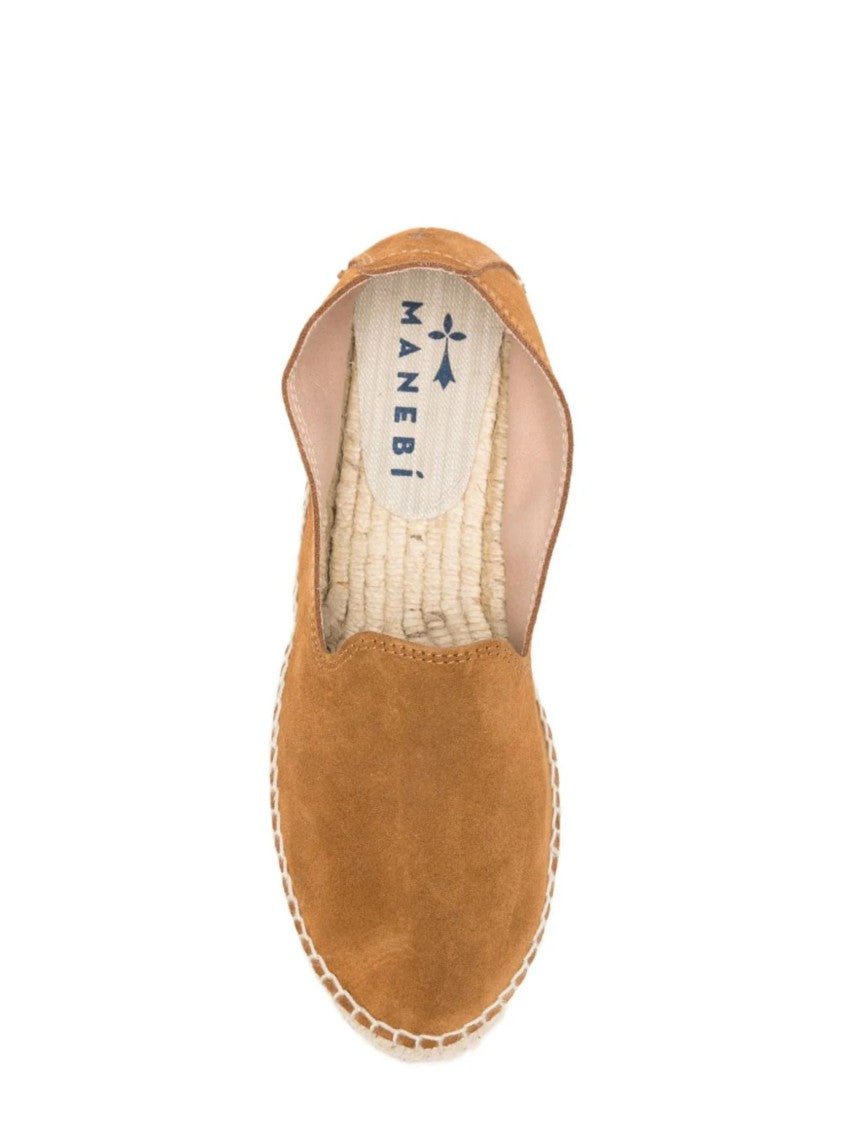 Manebi Brown Suede Braided Raffia Espadrilles