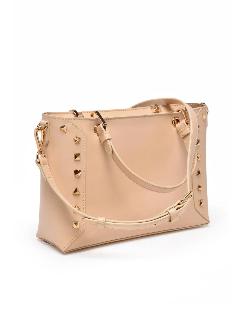 Love Moschino Beige Double Handles Polyurethane Handbag