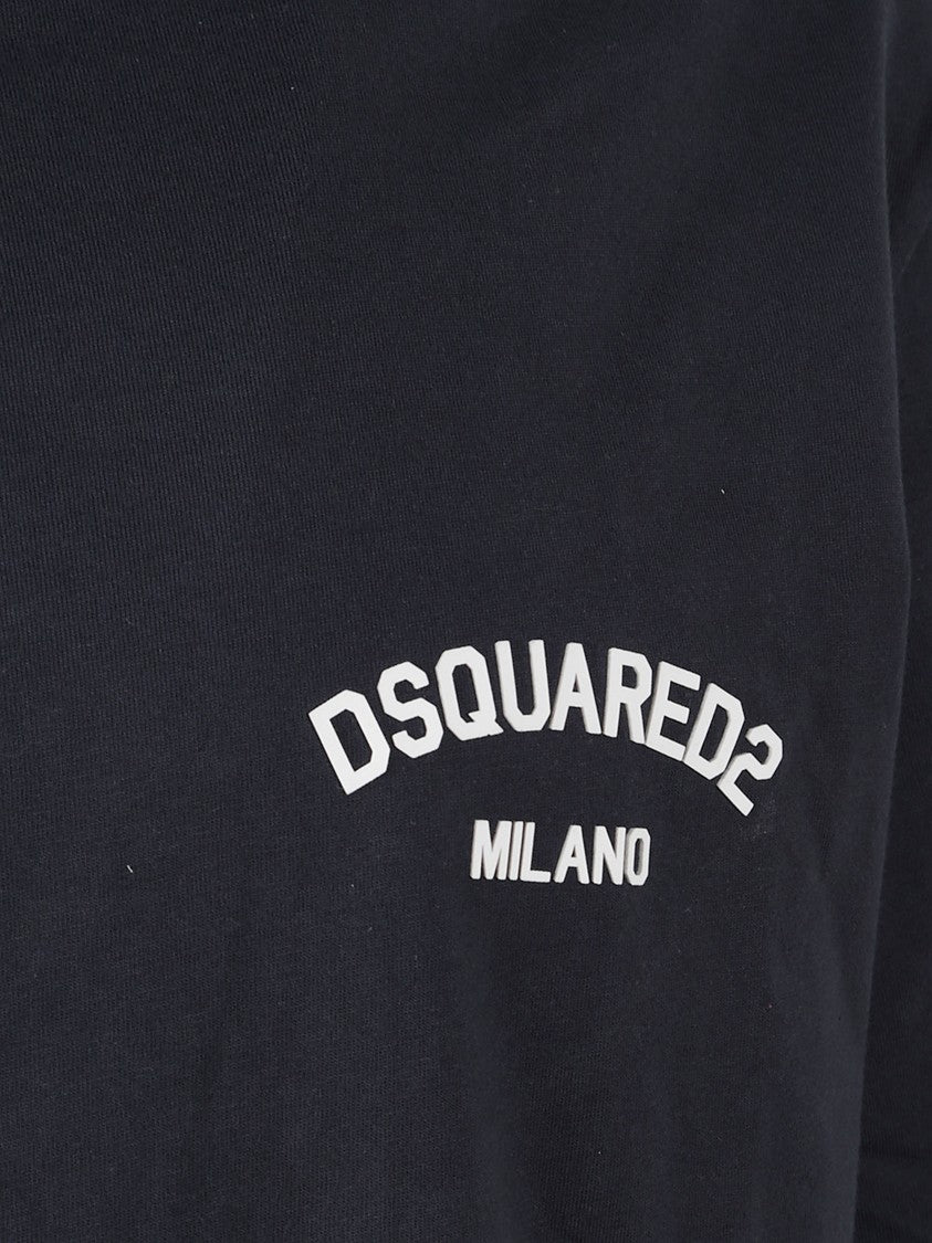 Dsquared2 Versatile Black Cotton T-Shirt With Logo Print