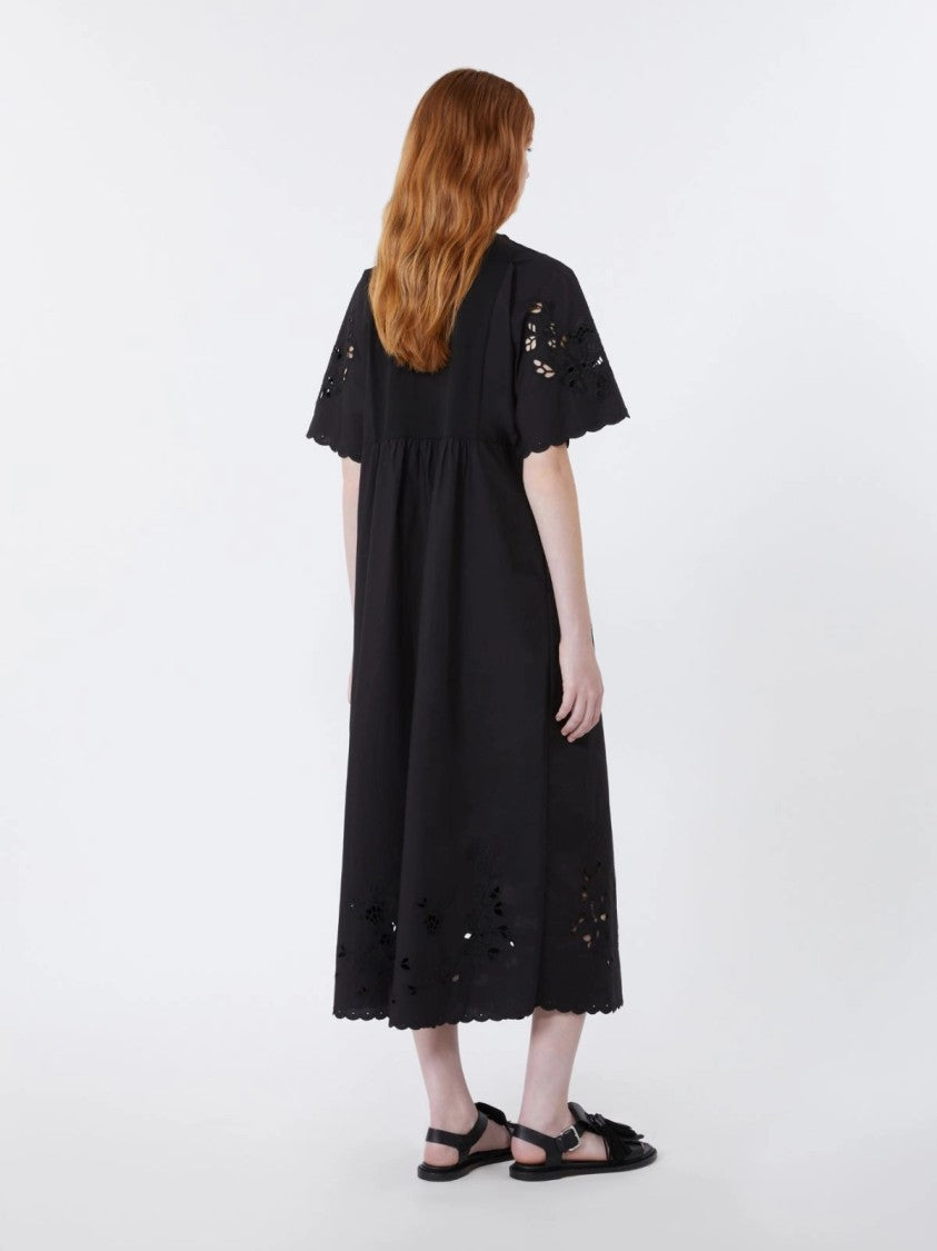 Max Mara Flowing Midi Dress With Floral Embroidery