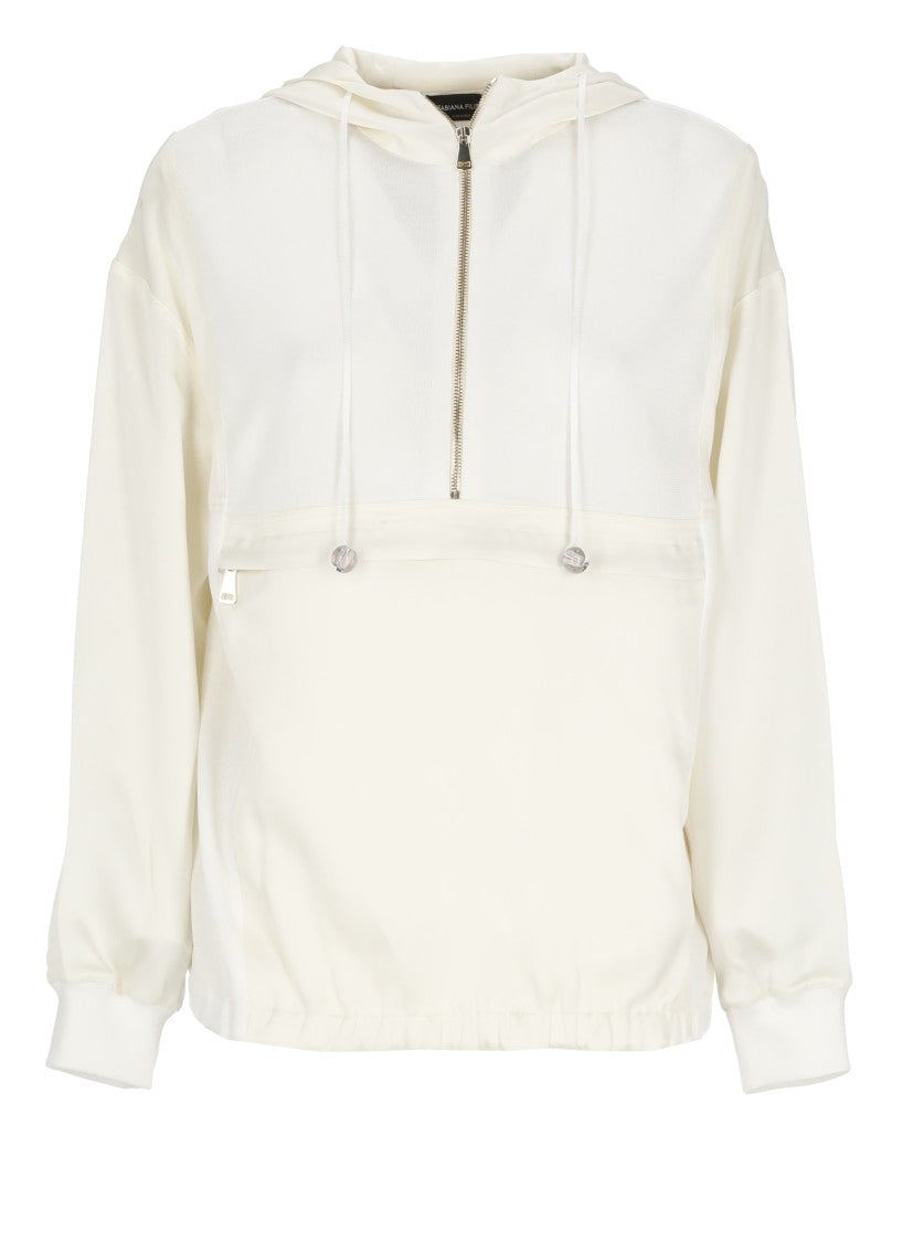 Fabiana Filippi Ivory Viscose-Blend Drawstring Hoodie
