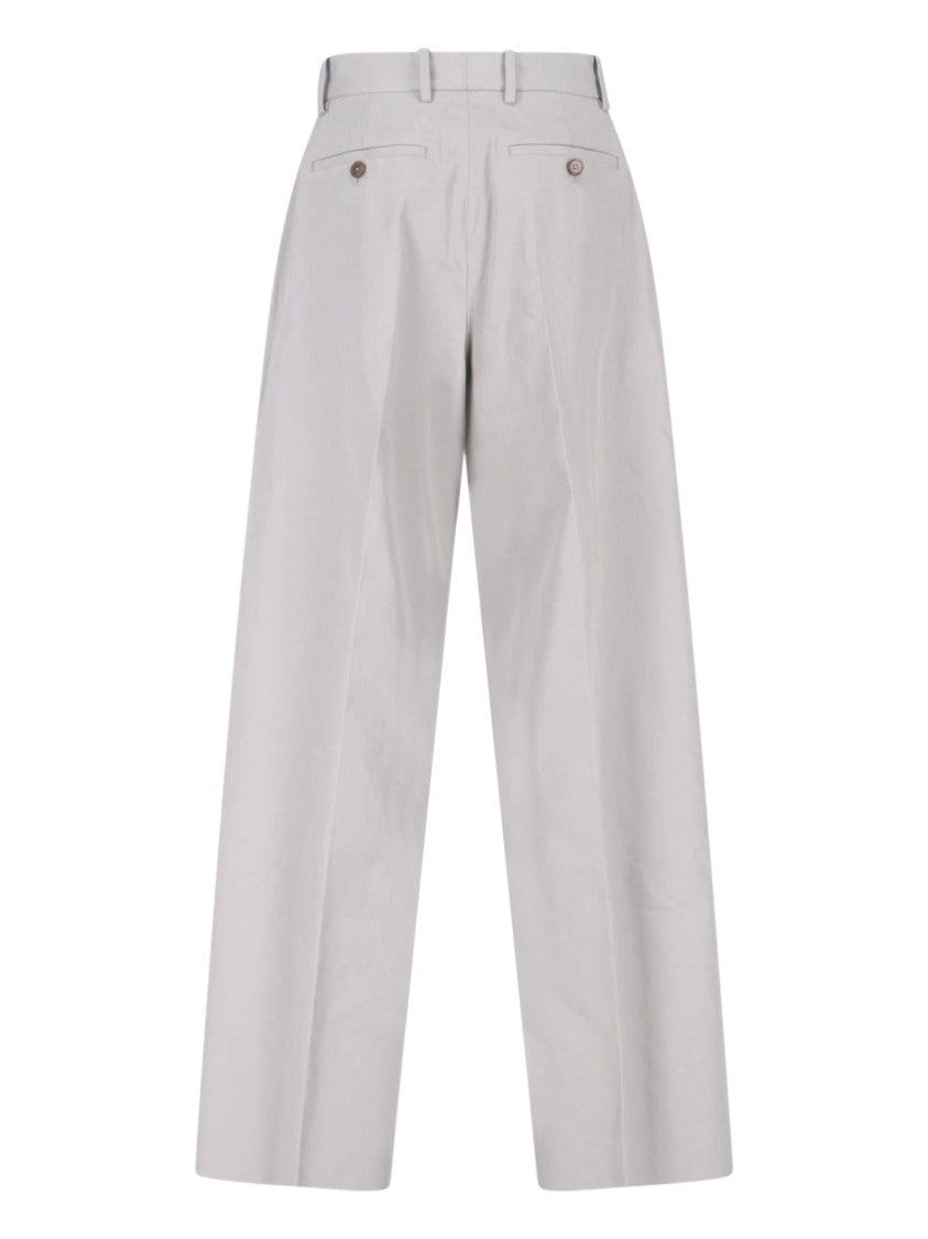 Jil Sander Grey High-Waisted Tailored Wide-Leg Trousers