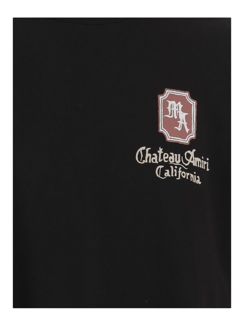 Amiri Black Cotton T-Shirt With Graphic Art