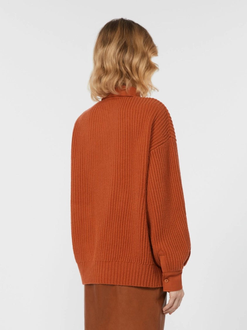 Max Mara Ribbed Knit Sweater With Polo Collar