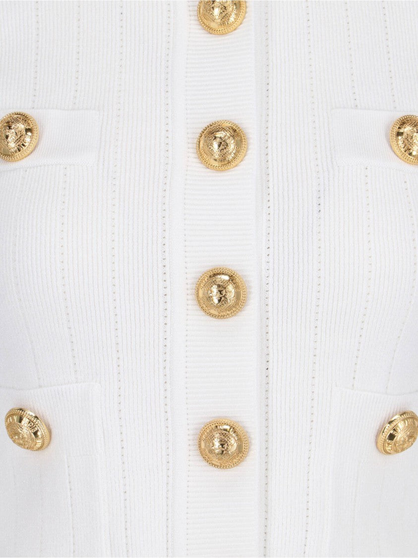 Balmain Decorative Button' Cardigan – White
