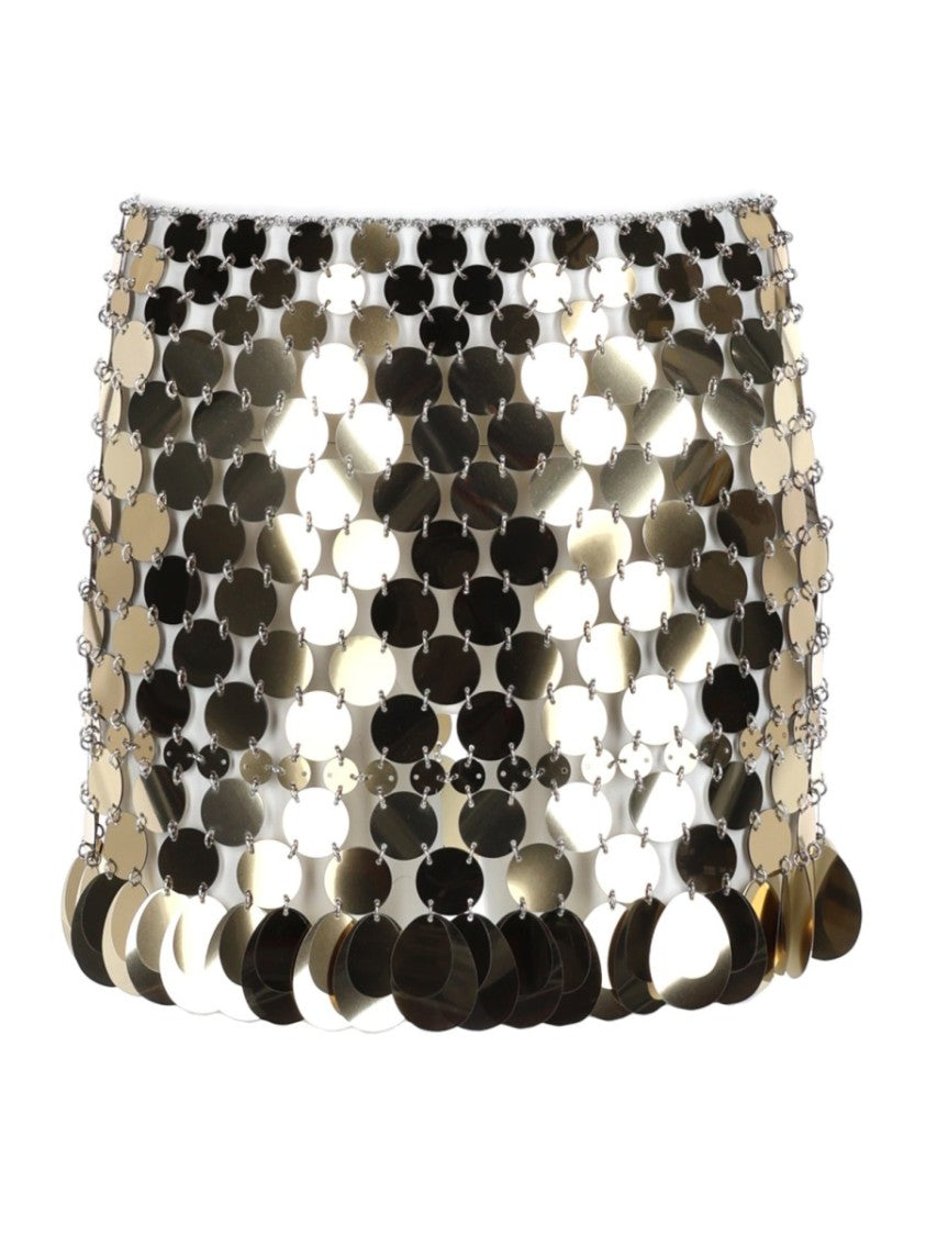 Rabanne Circular Metallic Sequins Linked Mini Skirt