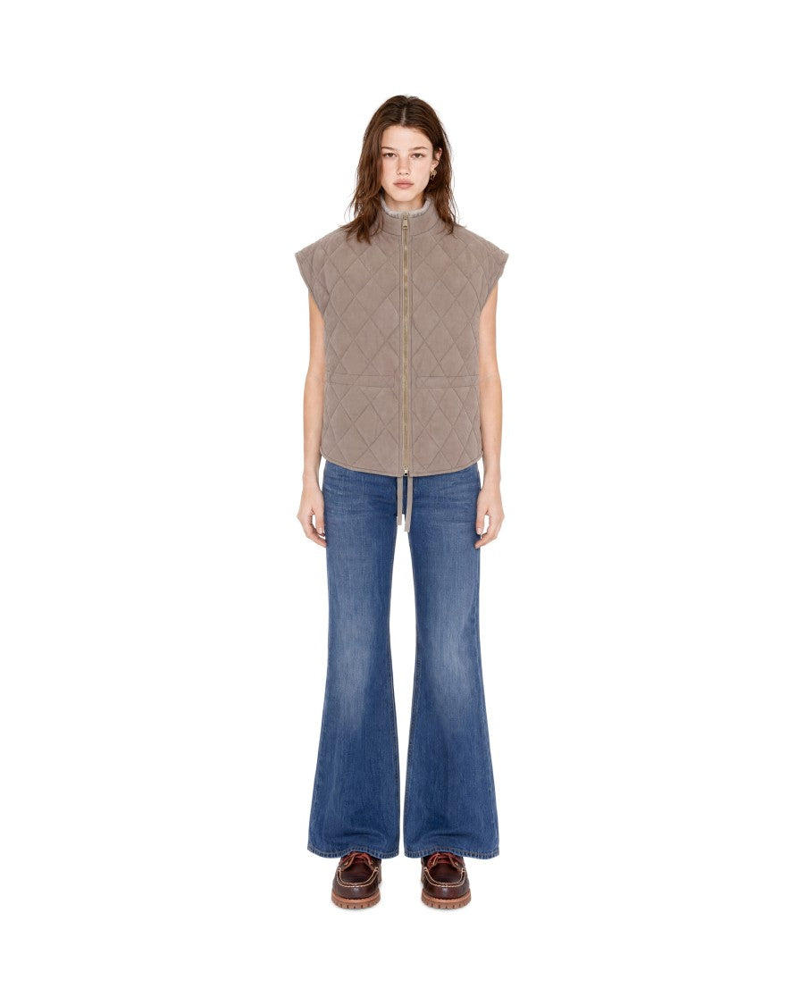 Fabiana Filippi Beige Diamond-Quilted Suede Vest