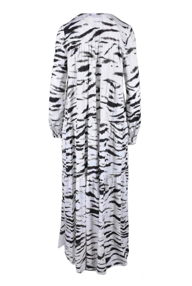 Aglini Long Dress With Tie - White/Black