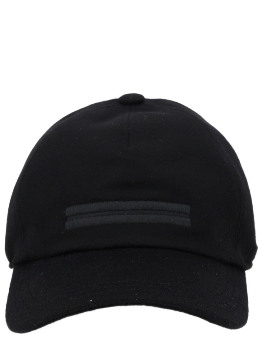 Zegna Black Cashmere Curved Brim Cap