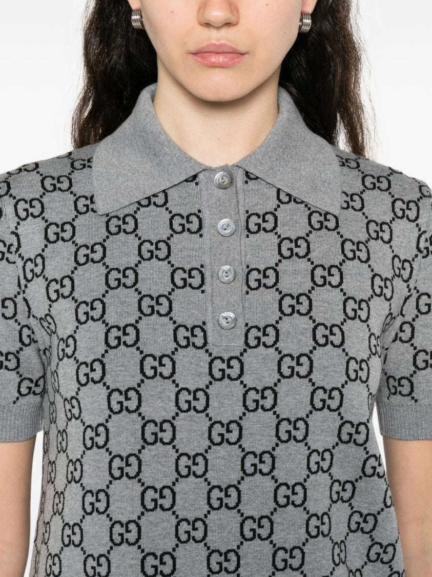Gucci Grey Jacquard Polo Dress