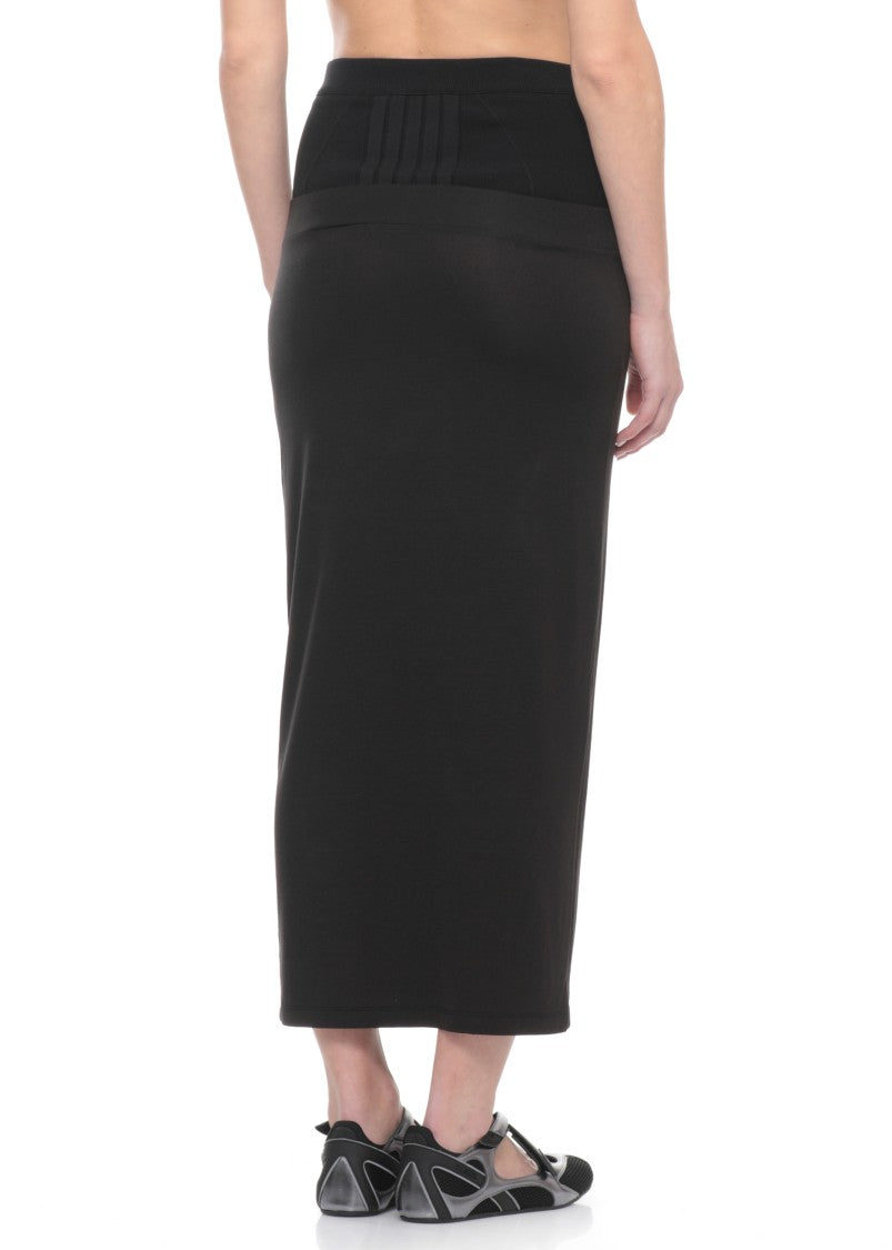 The Attico Black Midi Skirt With Embroidered Logo And Elastic Waistband
