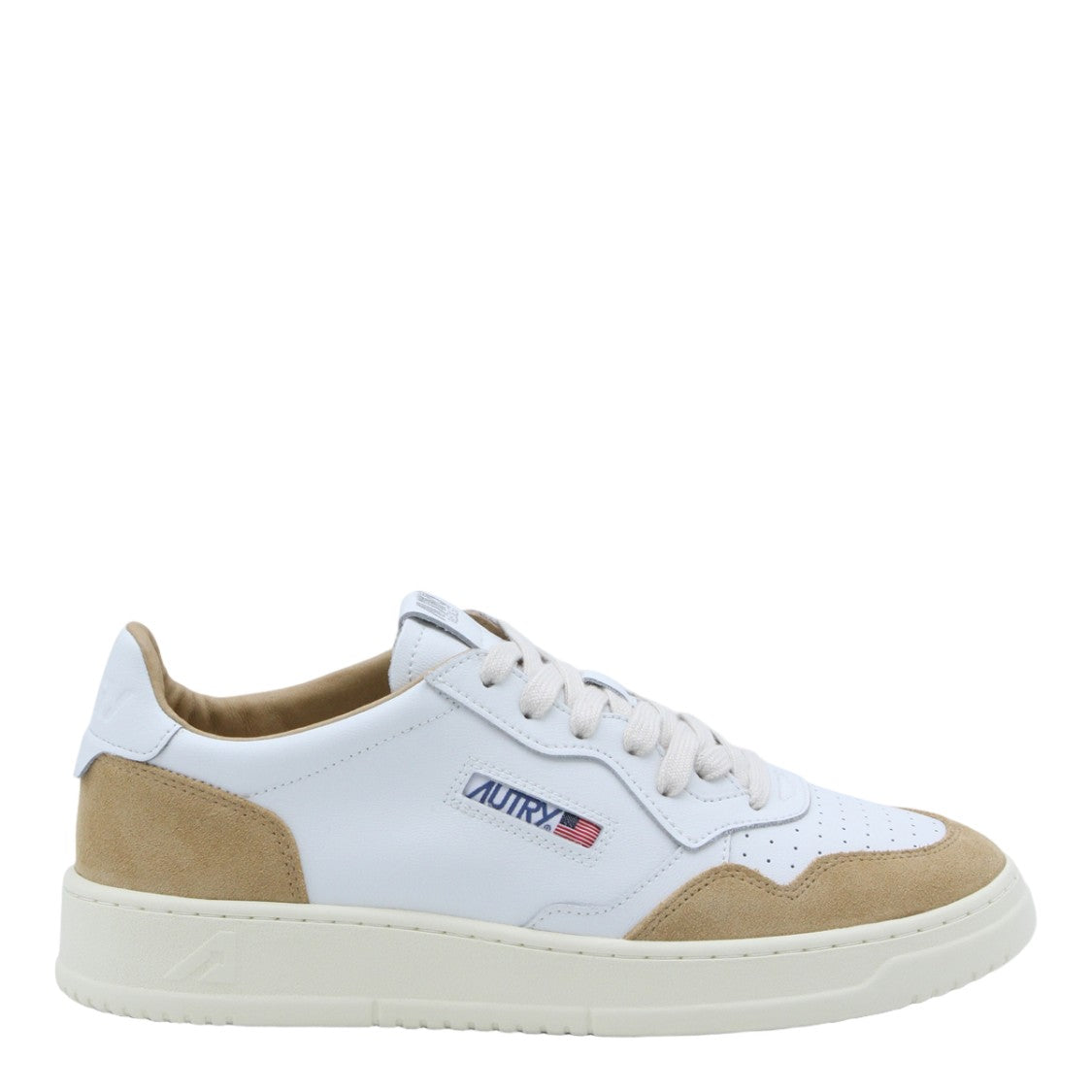Autry White Leather Sneakers With Suede Overlays And Classic Lace-Up Design