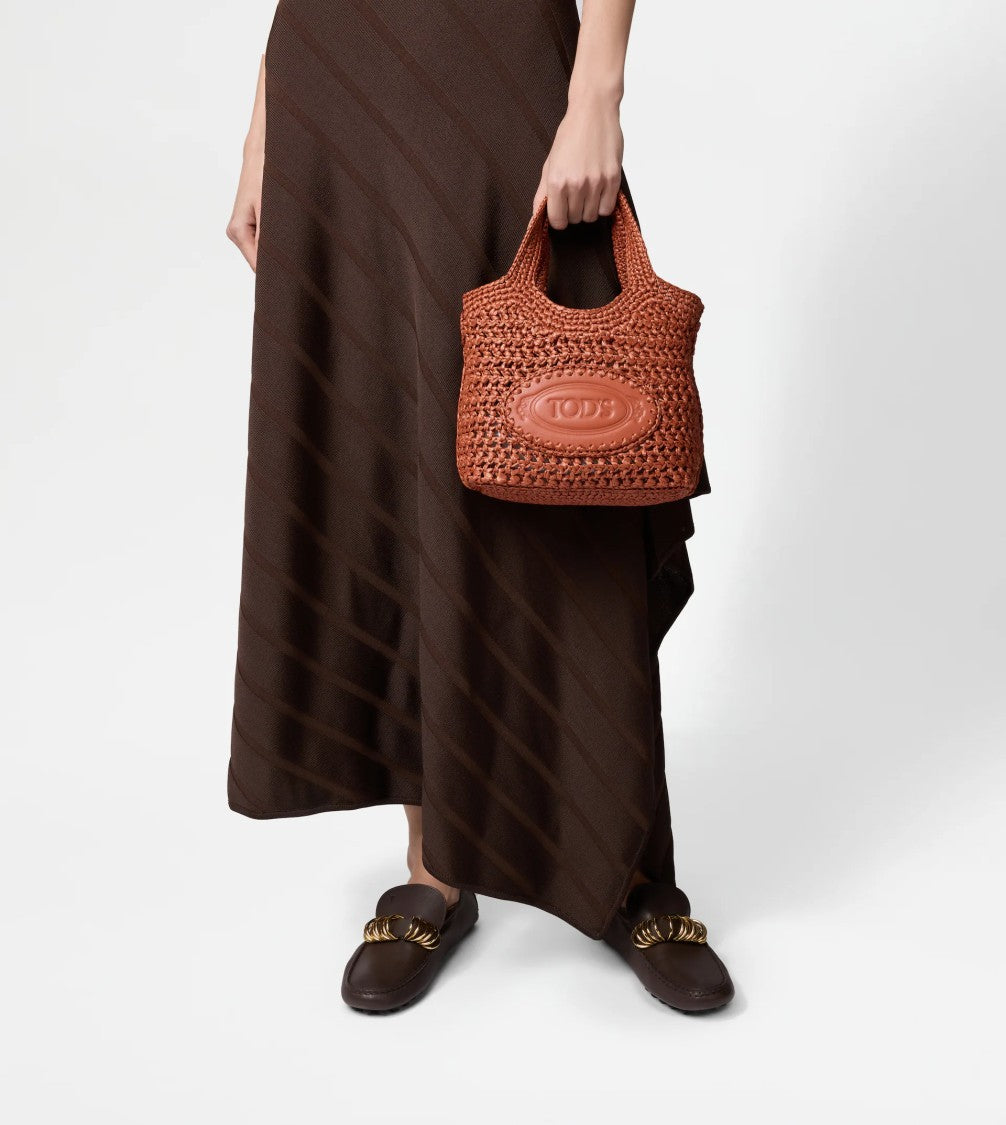 Tod's Textured Medium Tote Bag In Warm Terracotta