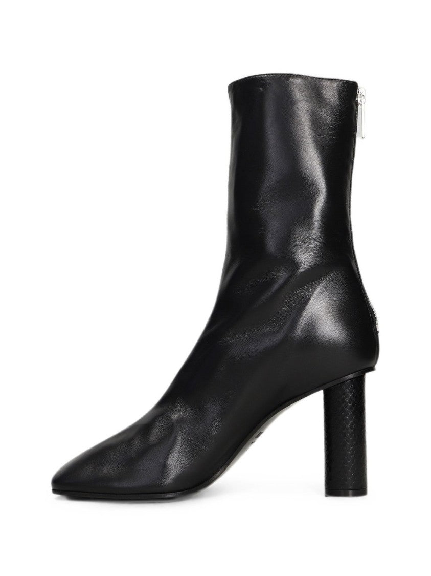 Paris Texas Black Pointed-Toe Silk-Nylon Ankle Boots