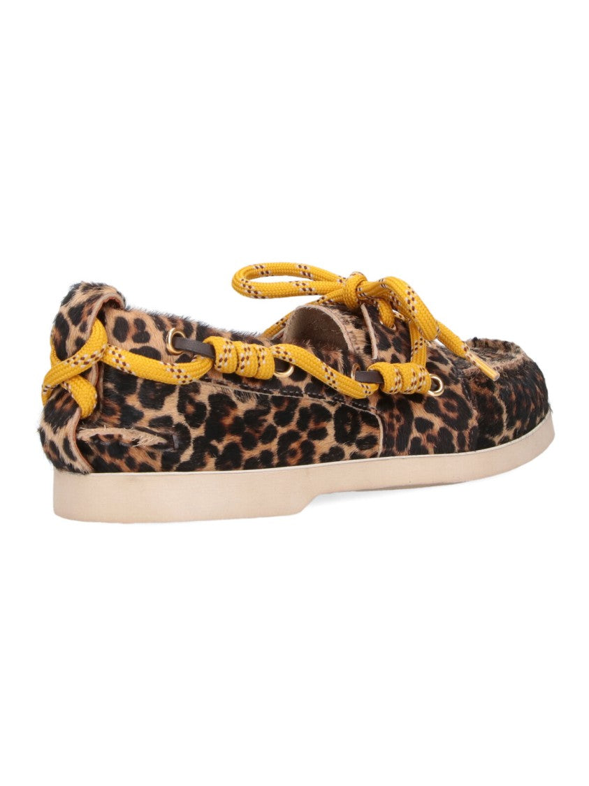 Golden Goose Brown Cruise Animal Print Leather Moccasins